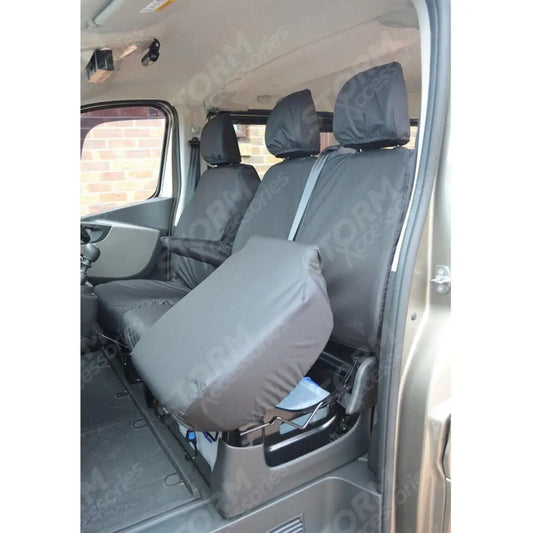 Seat Covers Black For Vauxhall Vivaro 2014-2019 Front Driver And Double Passenger With Underseat Storage Renault Trafic 2014 On