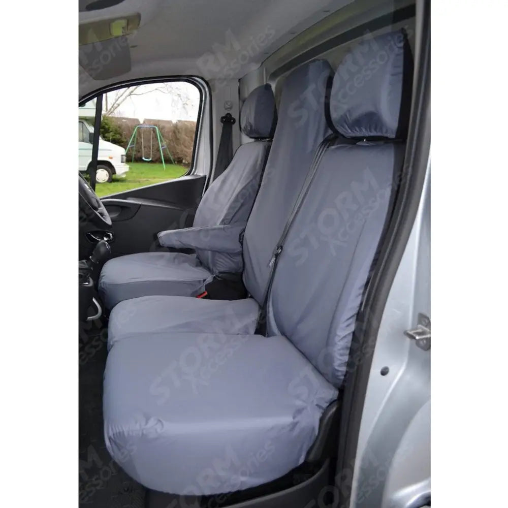Seat Covers Grey For Vauxhall Vivaro 2014-2019 Front Driver And Double Folding Passenger Underseat Storage Renault Trafic 2014 On