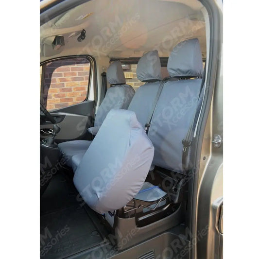 Seat Covers Grey For Vauxhall Vivaro 2014-2019 Front Driver And Double Passenger With Underseat Storage Renault Trafic 2014 On