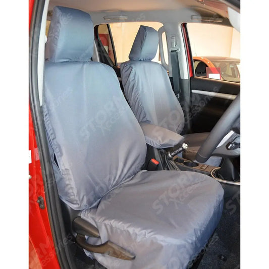 Seat Covers Pair Grey For Toyota Hilux Active Front 2016-2026
