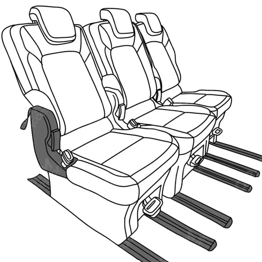 Seat Covers- Sliding Rear 3 Singles Black For Ford Custom Kombi Tourneo 2023+