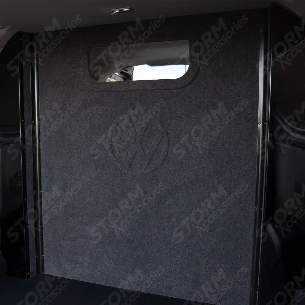 Second Row Carpeted & Embossed Bulkhead With Clear Panel For Volkswagen Transporter T7 2025+