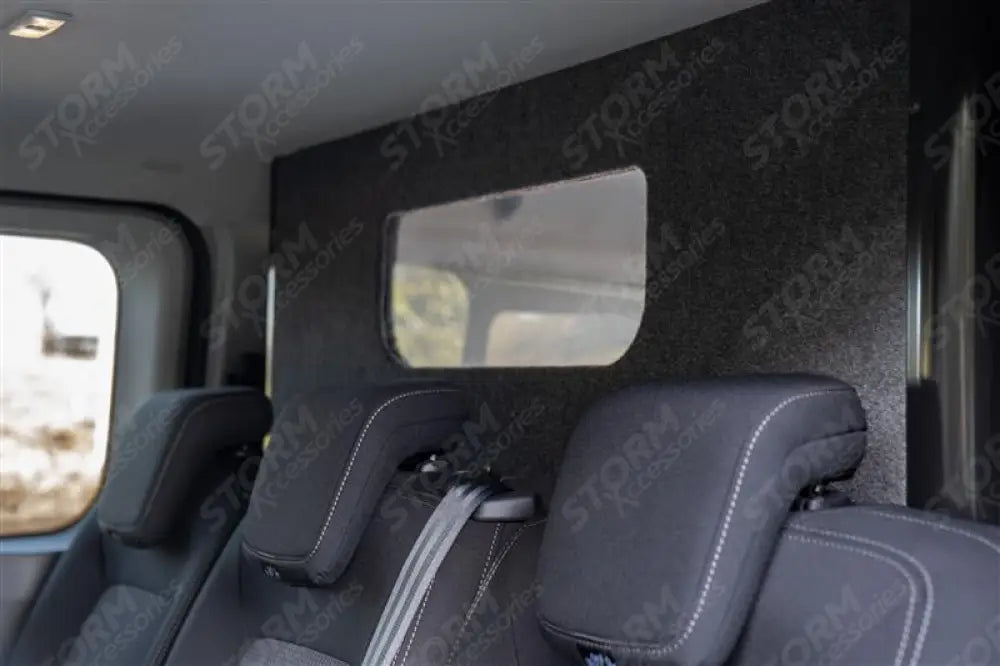 Second Row Carpeted & Embossed Bulkhead With Clear Panel For Volkswagen Transporter T7 2025+