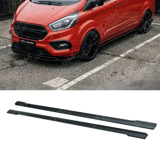 Side Skirt Splitters In Gloss Black For Ford Transit Custom Mk1 Facelift SWB 2017-2023 - Side Skirt Splitter