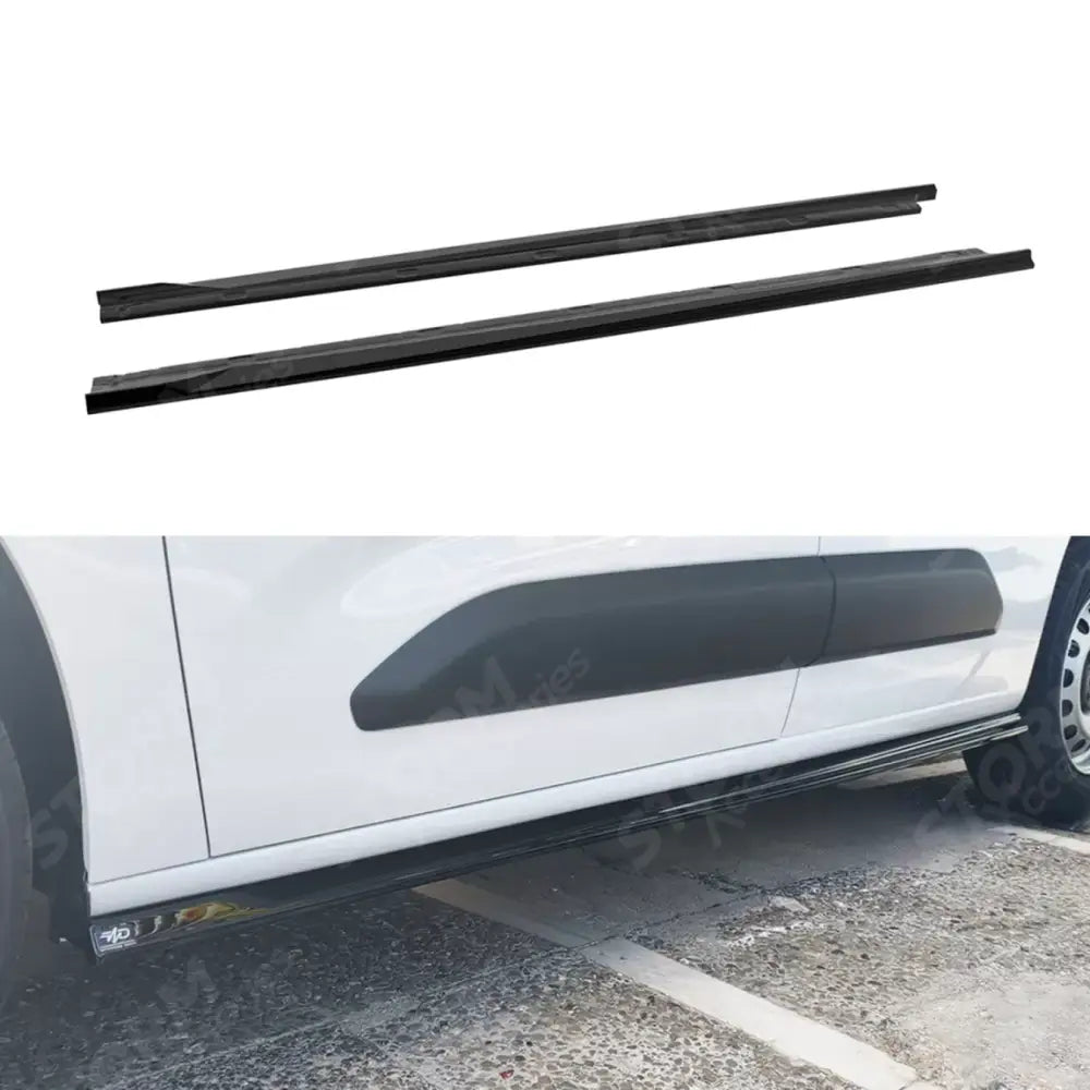 Side Skirts Extensions In Gloss Black For Citroen Berlingo SWB Mk3 / Peugeot Partner SWB Mk3 / Opel Combo E SWB
