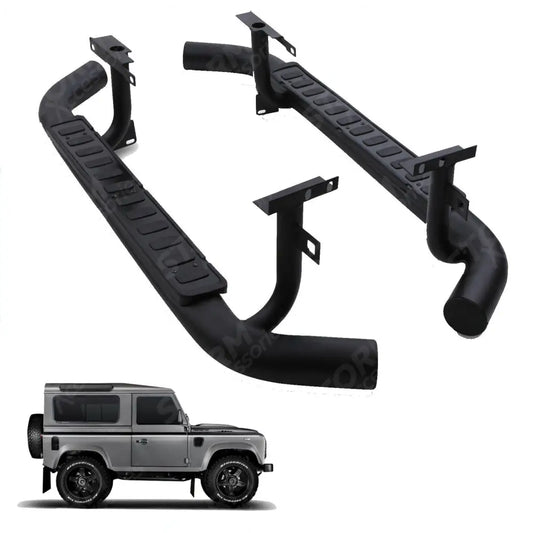 Side Steps Pair Black For Land Rover Defender 90 STX Style Running Boards 2003-2020