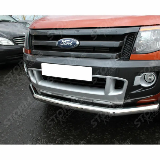 Single Deck Front Spoiler City Bar Stainless Steel For Ford Ranger T6 2012-2022