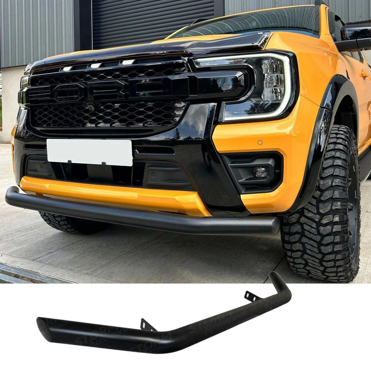 Ford Ranger T9 2023 On Single Deck Black Powder Coat Front Spoiler Bar