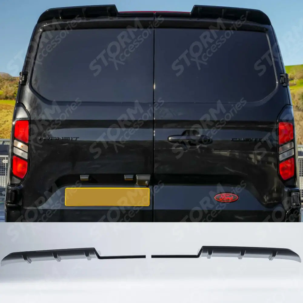 Spoiler In Gloss Black For Ford Transit Custom MK2 2024 on V1 Rear Barn Door