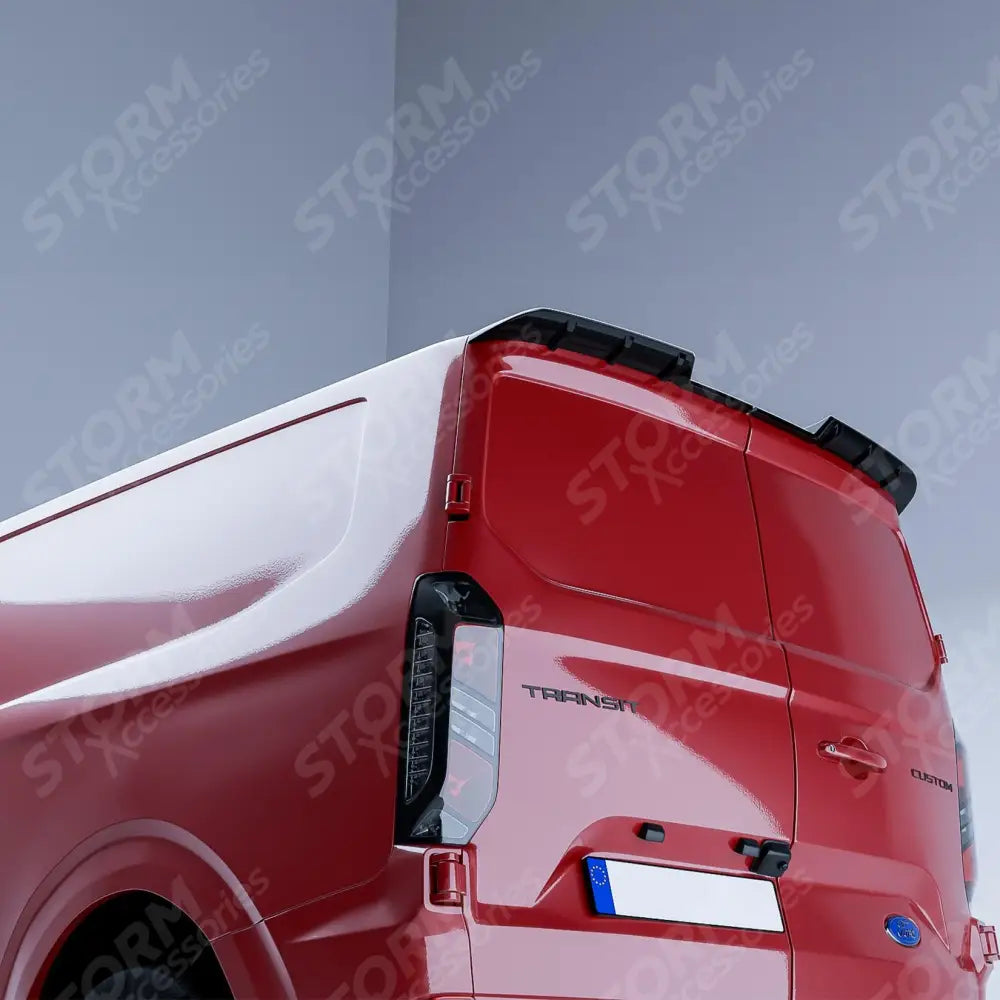 Spoiler In Gloss Black For Ford Transit Custom MK2 2024 on V1 Rear Barn Door