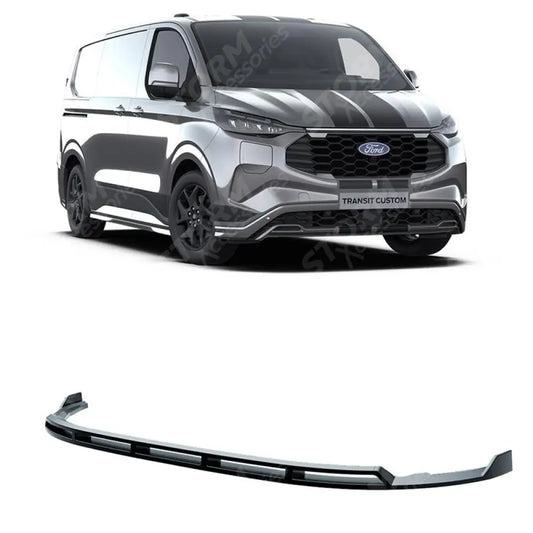 Sport' Front Splitter Lip In Gloss Black For Ford Transit Custom MK2 2023+