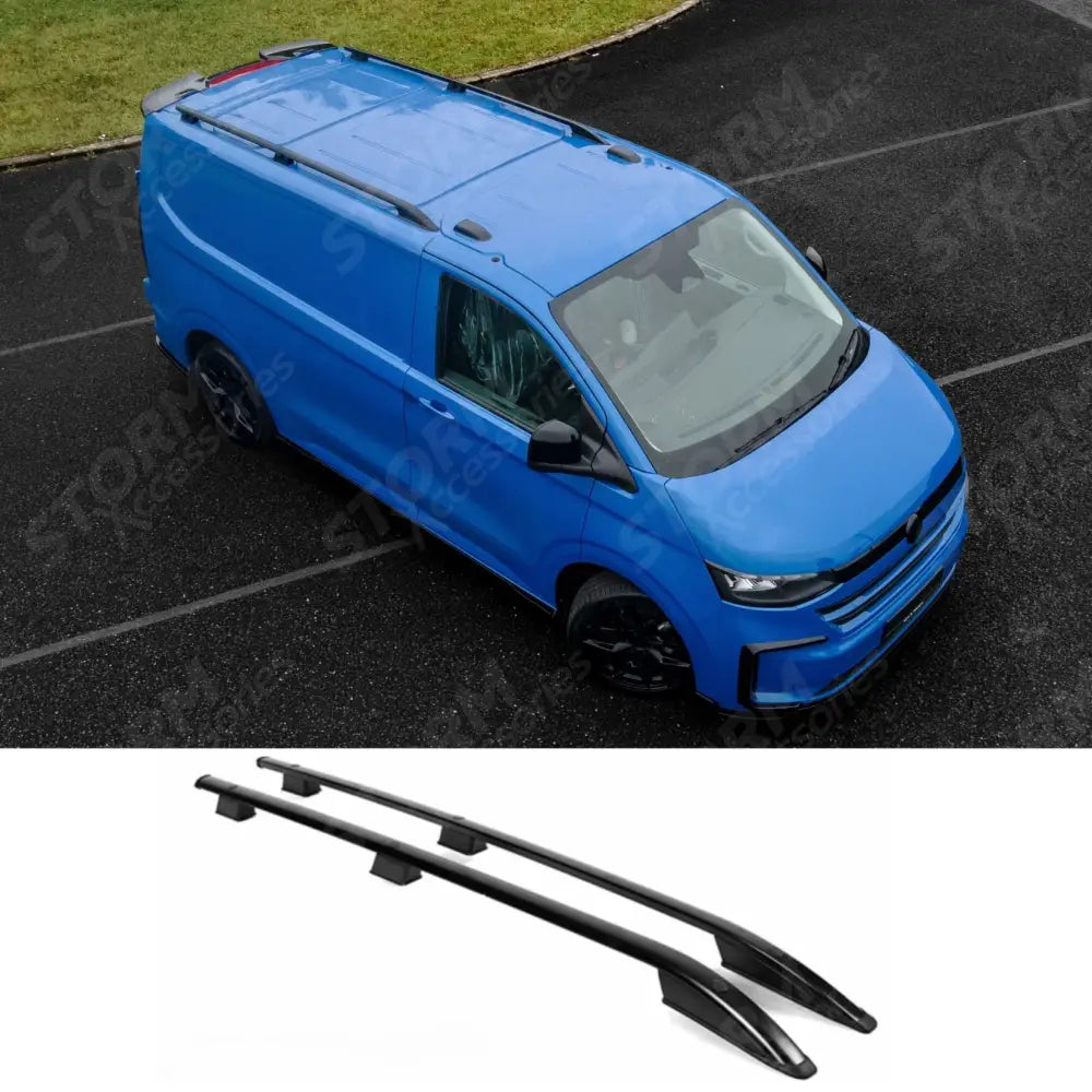 Sport Style Roof Rails In Black For Volkswagen Transporter T7 SWB 2024+