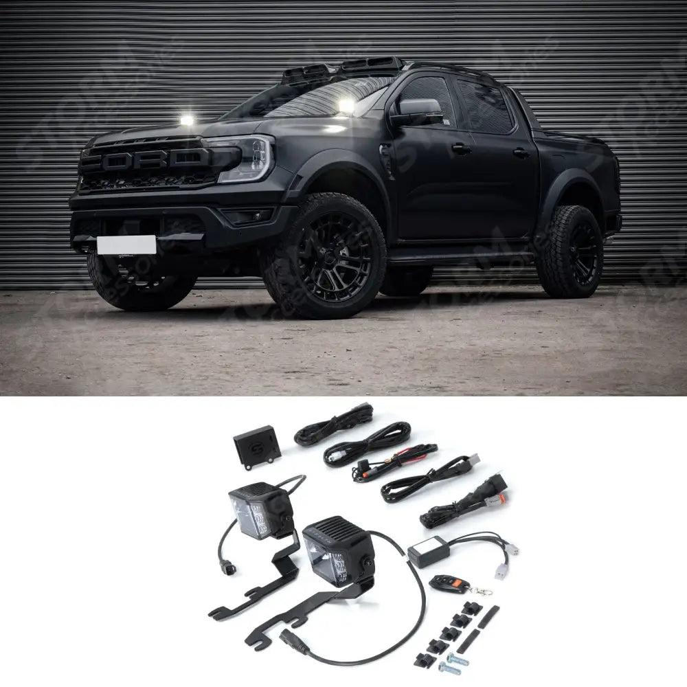 Stealth LED Twin 4" Dark Force Bonnet Kit 16,800 Lumens For Ford Ranger T9 2023+