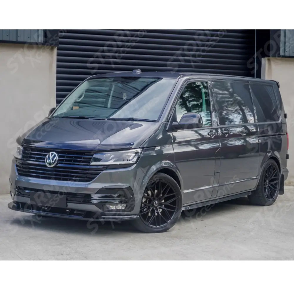 Stx 3 Piece Style Front Splitter Spoiler Gloss Black For Vw Transporter 6.1 2019 - 2024