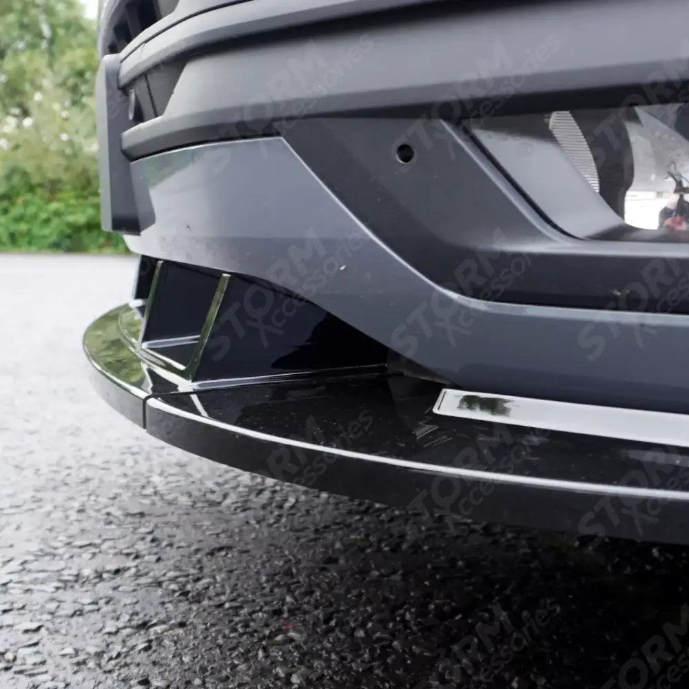 Stx 3 Piece Style Front Splitter Spoiler Gloss Black For Vw Transporter 6.1 2019 - 2024