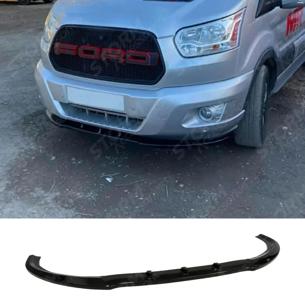 Stx Front Splitter Lip In Gloss Black For Ford Transit Mk8 2014-2018