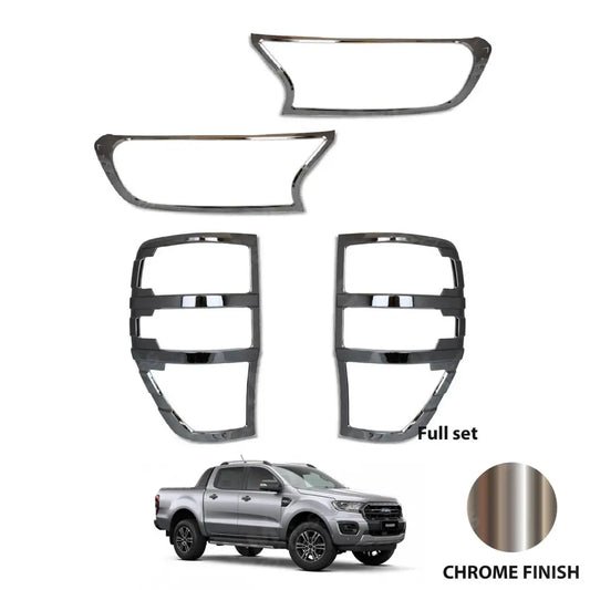 Stx Head Light And Tail Light Guards Chrome For Ford Ranger T6 2016-2022