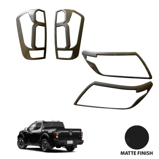Stx Head Light And Tail Light Guards Set Matte Black For Nissan Navara Np300 - 2016 On