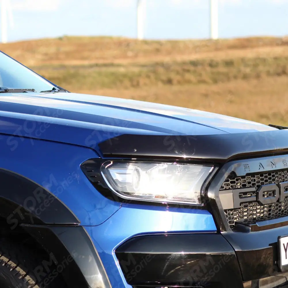 Stx Head Light Guards Gloss Black Pair For Ford Ranger T6 2016-2022