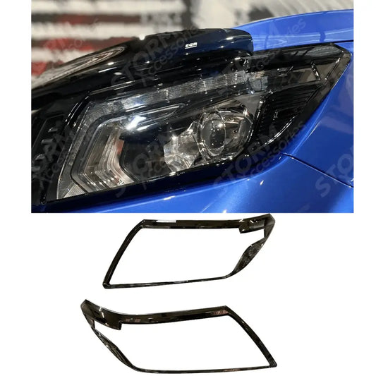 Stx Head Light Guards Gloss Black Pair For Nissan Navara Np300 2015 On