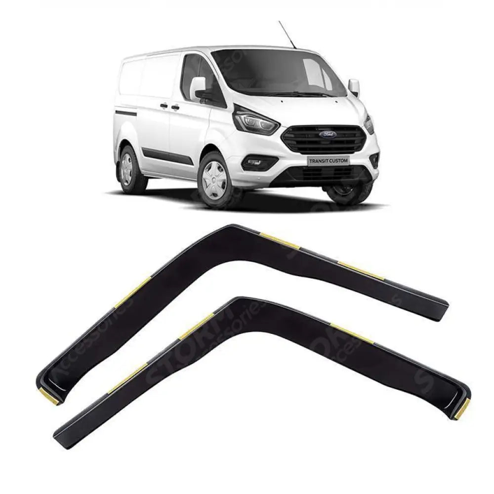Stx Internal Wind Deflectors W107 2pcs Clip On Dark Smoke For Ford Transit Custom 2012 - 2024