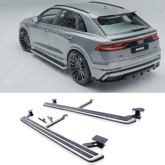 STX Style 2 Running Boards Side Steps Pair Silver For Audi Q8 2019 On