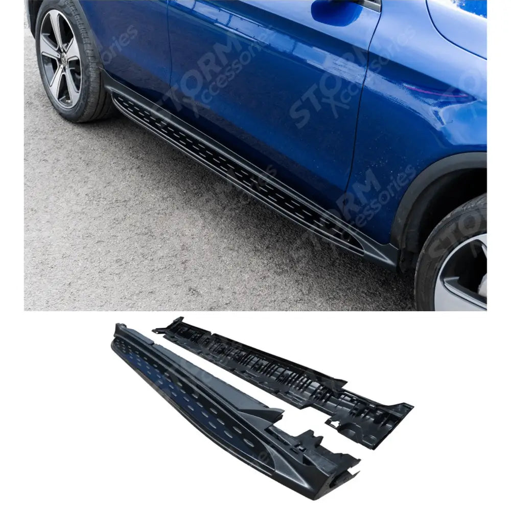 STX Style Integrated Side Steps Running Boards Gloss Black Edition For Mercedes Glc X253 2015-2022
