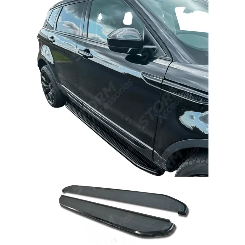 STX Style Running Boards Side Steps In Black Pair For Range Rover Evoque 2018 On