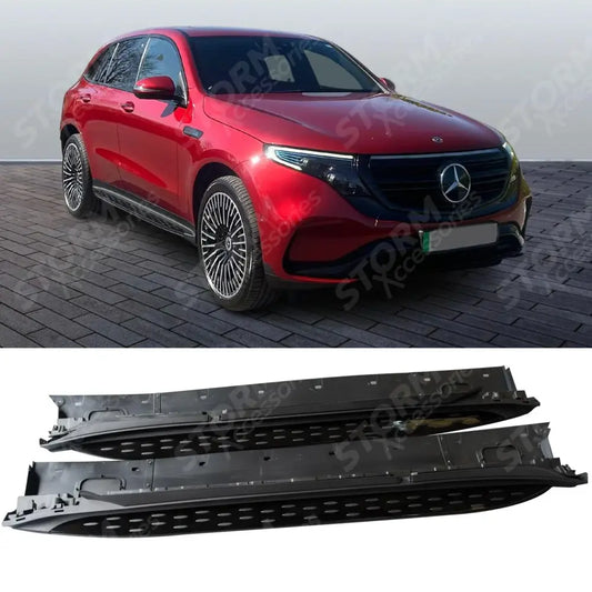 STX Style Running Boards Side Steps Pair In Black For Mercedes Benz Eqc N293 2019 On