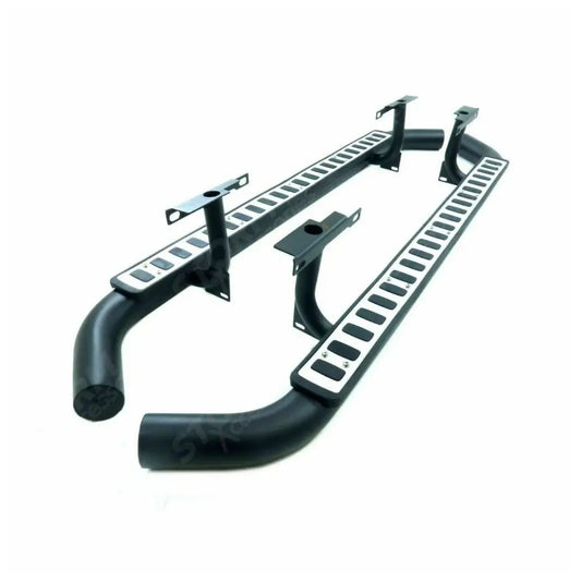 STX Style Running Boards Side Steps Pair Silver For Land Rover Defender 110