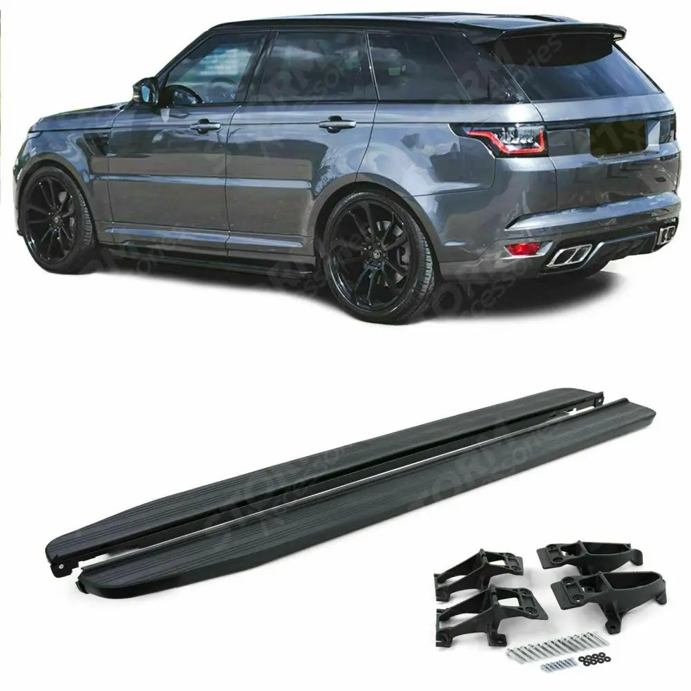 STX Style Side Steps Running Boards Gloss Black Pair For Range Rover Vogue L405 / Sport L494 2013 - 2022