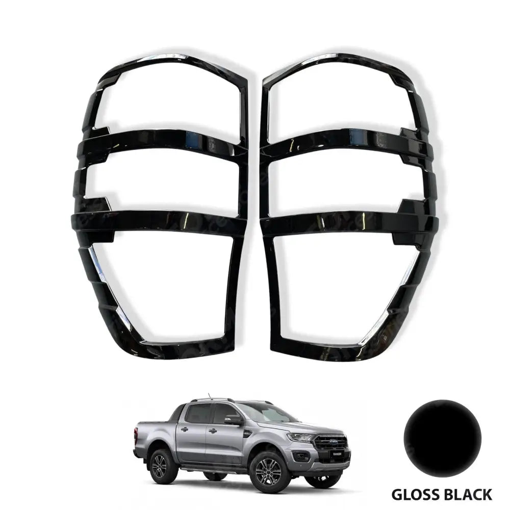 Stx Tail Light Guards Gloss Black Pair For Ford Ranger T6 2012-2022