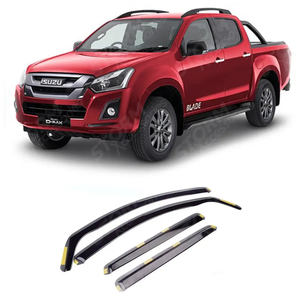 Stx Wind Deflectors 4 Pcs Set Internal Fit Dark Smoke W140 For Isuzu D-max - 2012 On