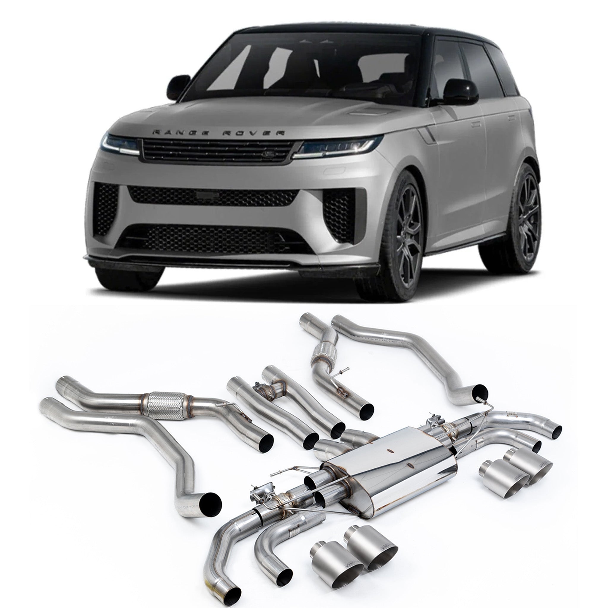 Range Rover Sport SV L461 2023+ SV 4.4 V8 Milltek Sport Cat Back Exhaust System Brushed Titanium Tips