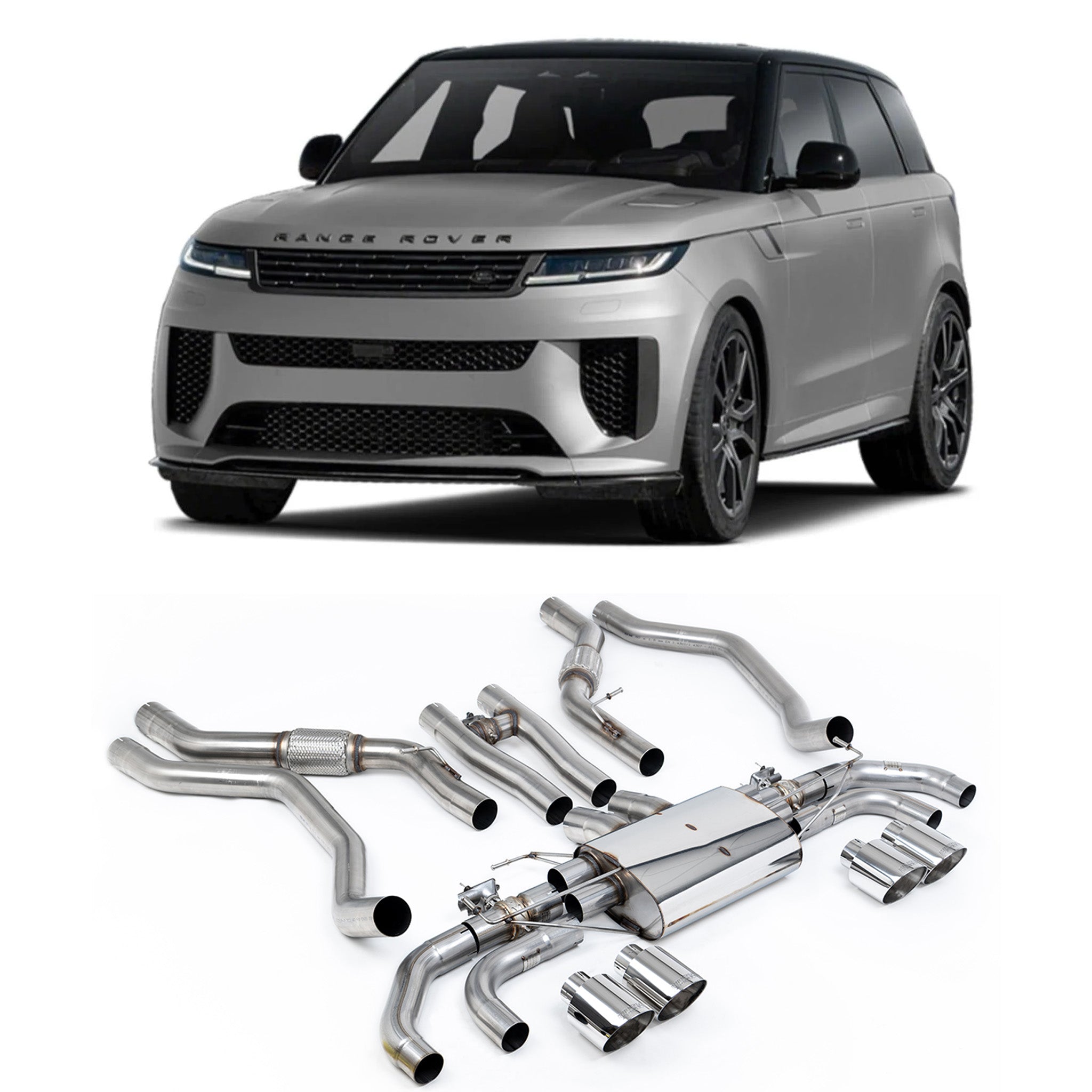 Range Rover Sport SV L461 2023+ SV 4.4 V8 Milltek Sport Cat Back Exhaust System Polished Tips