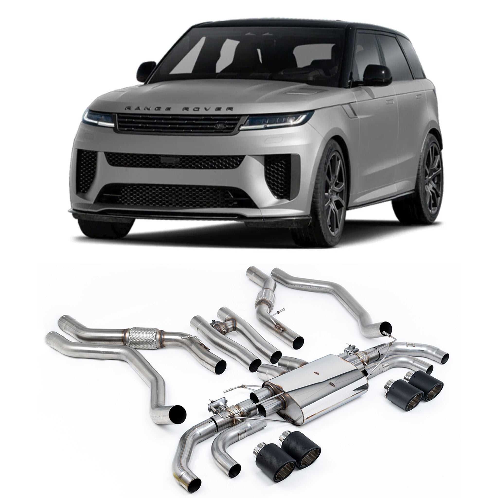 Range Rover Sport SV L461 2023+ SV 4.4 V8 Milltek Sport Cat Back Exhaust System Carbon Tips