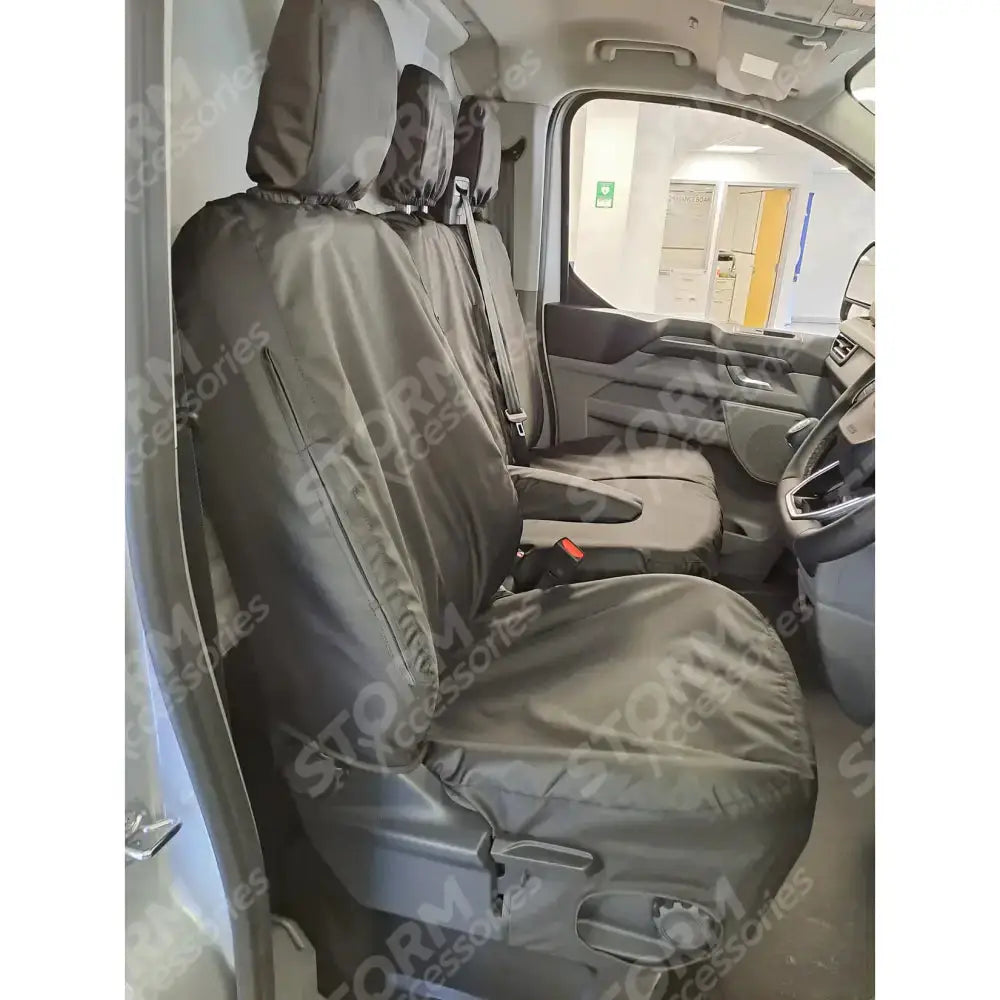 Tailored Driver & Double Passenger Without Worktray Seat Covers In Black For Volkswagen Transporter T7 2025+