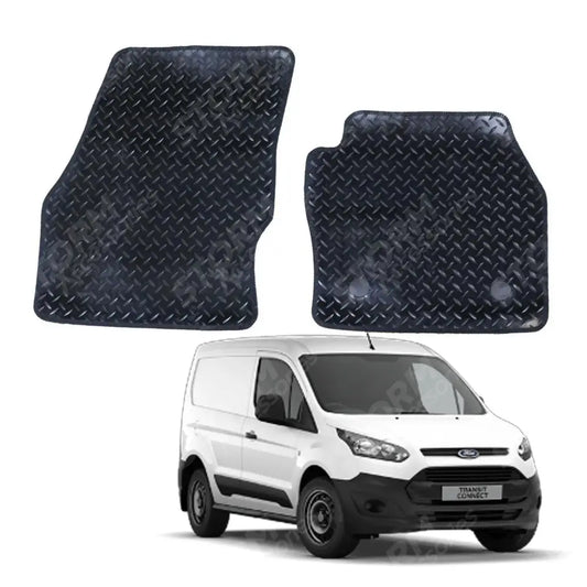 Tailored Fit Rubber Mats- 2pcs Black For Ford Transit Connect 2014 On