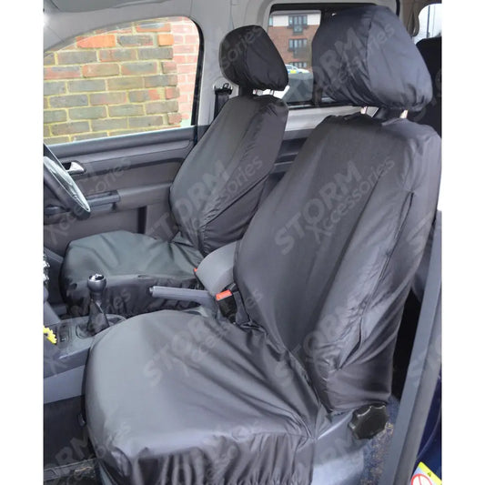 Tailored Front Seat Covers Black For Vw Caddy 2004-2021