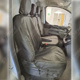 Tailored Front Seat Covers In Black For Ford Transit Custom MK2 2024+ Drivers & Double Passenger WITHOUT Worktray