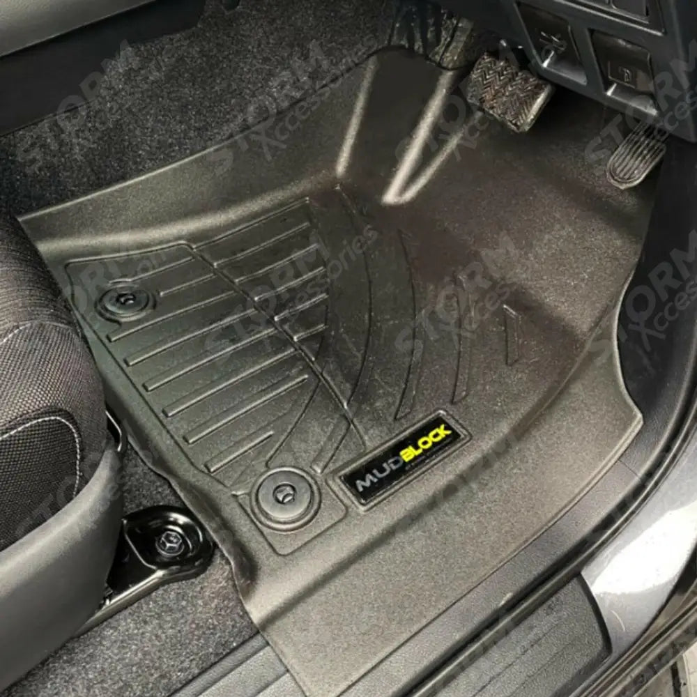 Toyota Hilux 2016 - 2021 Cab 3d Tailored Mud Mats Manual Black - Mudblock