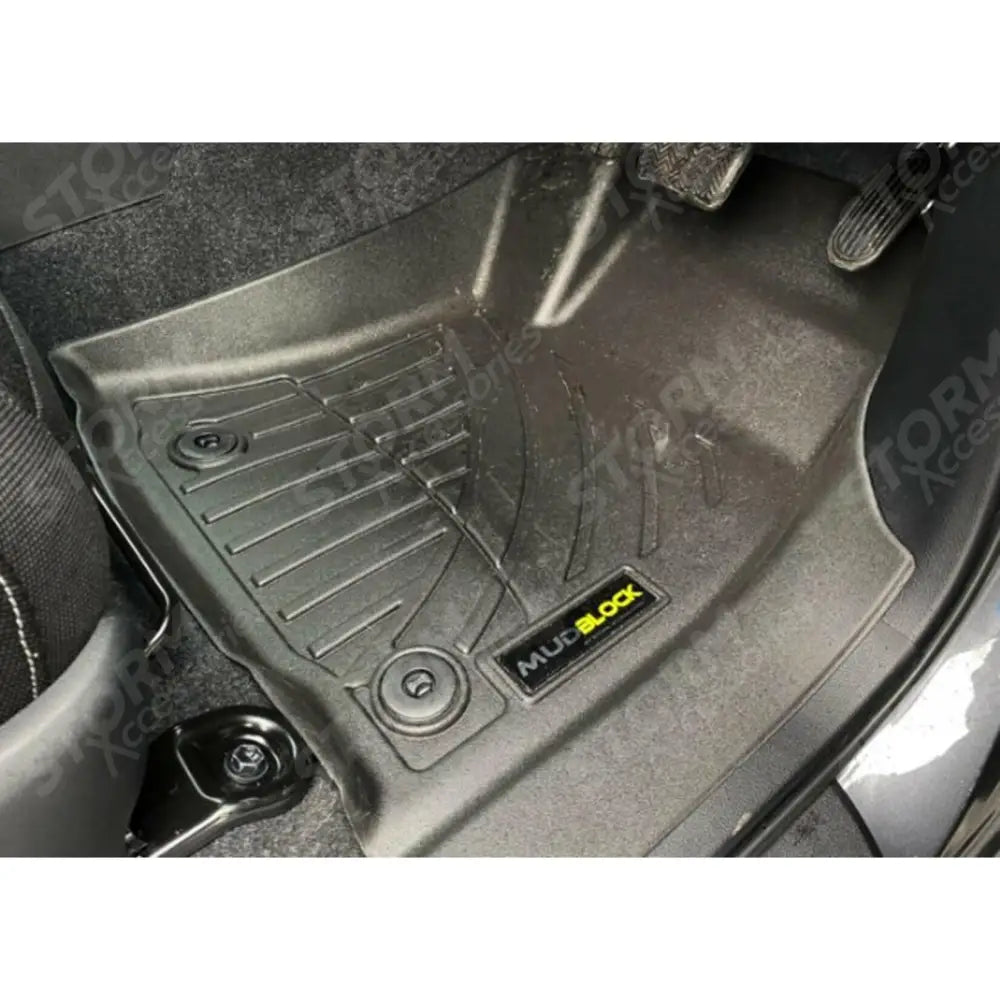 Toyota Hilux 2016 - 2021 Double Cab Automatic 3d Tailored Mud Mats Black - Mudblock