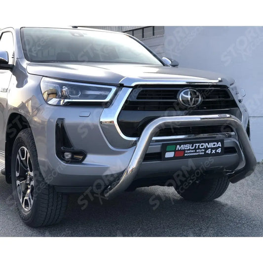 Toyota Hilux 2021 On - Misutonida Eu Approved Front A Bar - 76mm - Stainless Finish