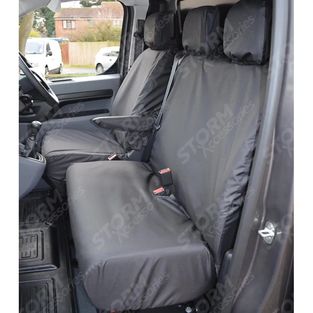 Toyota Proace 2016 On Driver And Front Double Passenger Seat Covers - Black
