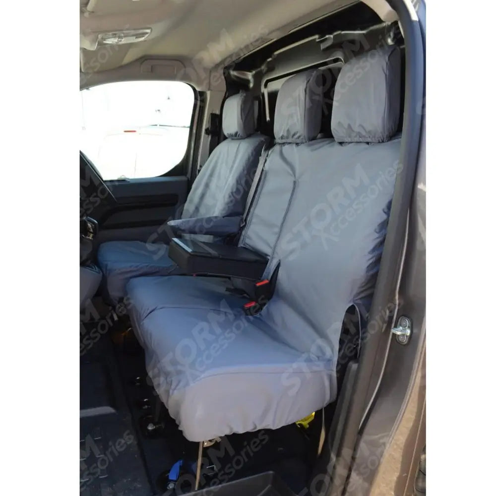 Toyota Proace 2016 On Driver And Front Double Passenger Seat Covers With Worktray - Grey