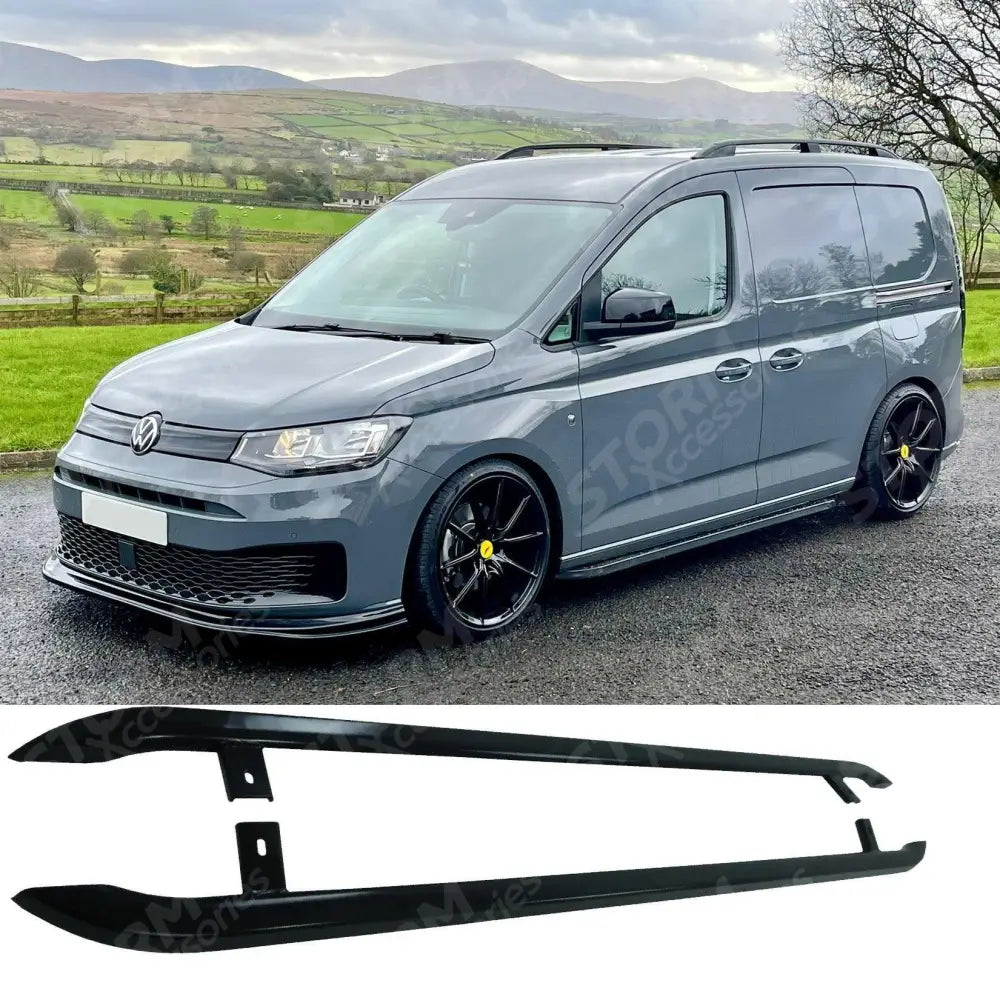 Trapeziod Side Bars in Gloss Black For VW Caddy SWB 2021 On
