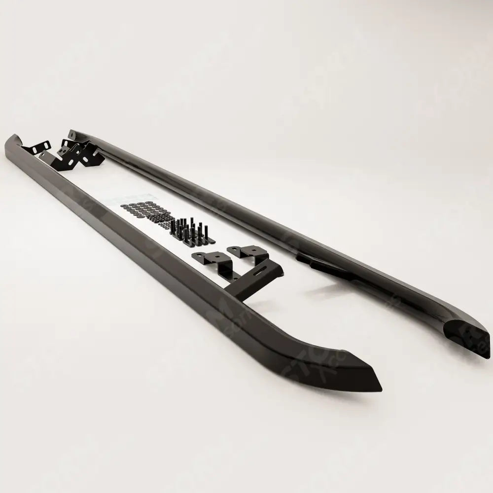 Trapezoid Side Bars In Gloss Black For Ford Transit Custom MK2 LWB 2024 On