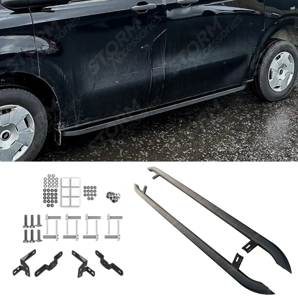 Trapezoid Side Bars In Matt Black For Ford Transit Custom MK2 SWB 2024 On