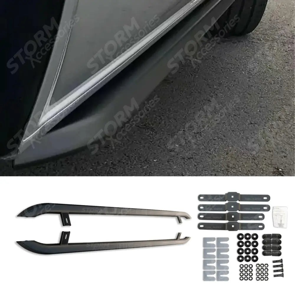 Trapezoid Side Bars In Matt Black For Vw Transporter T5 & T6 Lwb 2003-2023