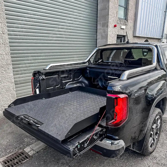 Universal Heavy Duty Load Bed Metal Sliding Tray For Double Cab Pick Ups - In Black